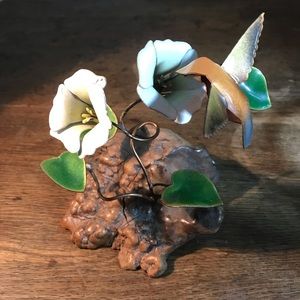 Vintage Driftwood Copper Enamelware Hummingbird